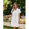 Zeagoo Summer Dresses for Women 2026 Cotton Button Down Short Sleeve Tshirt Dresses Casual Mini Beach Dress(White)