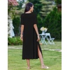 Zeagoo Summer Dresses for Women 2026 Maxi Dresses Vacation Sundress Short Sleeve Casual Sundresses Split Dress with Pockets(01-black)