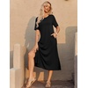 Zeagoo Summer Dresses for Women 2026 Maxi Dresses Vacation Sundress Short Sleeve Casual Sundresses Split Dress with Pockets(01-black)