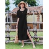 Zeagoo Summer Dresses for Women 2026 Maxi Dresses Vacation Sundress Short Sleeve Casual Sundresses Split Dress with Pockets(01-black)