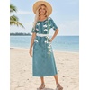Zeagoo Summer Dresses for Women 2026 Maxi Dresses Vacation Sundress Short Sleeve Casual Sundresses Split Dress with Pockets(01-blue)