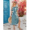 Zeagoo Summer Dresses for Women 2026 Maxi Dresses Vacation Sundress Short Sleeve Casual Sundresses Split Dress with Pockets(01-blue)