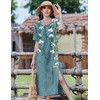 Zeagoo Summer Dresses for Women 2026 Maxi Dresses Vacation Sundress Short Sleeve Casual Sundresses Split Dress with Pockets(01-blue)