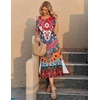 Zeagoo Summer Dresses for Women 2026 Maxi Dresses Vacation Sundress Short Sleeve Casual Sundresses Split Dress with Pockets(02 Colorful)