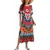 Zeagoo Summer Dresses for Women 2026 Maxi Dresses Vacation Sundress Short Sleeve Casual Sundresses Split Dress with Pockets(02 Colorful)