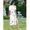 Zeagoo Summer Dresses for Women 2026 Maxi Dresses Vacation Sundress Short Sleeve Casual Sundresses Split Dress with Pockets(02-white)