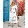 Zeagoo Summer Dresses for Women 2026 Maxi Dresses Vacation Sundress Short Sleeve Casual Sundresses Split Dress with Pockets(02-white)