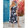 Zeagoo Summer Dresses for Women 2026 Maxi Dresses Vacation Sundress Short Sleeve Casual Sundresses Split Dress with Pockets(03 Navy)
