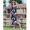 Zeagoo Summer Dresses for Women 2026 Maxi Dresses Vacation Sundress Short Sleeve Casual Sundresses Split Dress with Pockets(03 Navy)