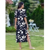 Zeagoo Summer Dresses for Women 2026 Maxi Dresses Vacation Sundress Short Sleeve Casual Sundresses Split Dress with Pockets(03 Navy)