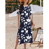 Zeagoo Summer Dresses for Women 2026 Maxi Dresses Vacation Sundress Short Sleeve Casual Sundresses Split Dress with Pockets(03 Navy)