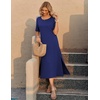Zeagoo Summer Dresses for Women 2026 Maxi Dresses Vacation Sundress Short Sleeve Casual Sundresses Split Dress with Pockets(A01-navy)