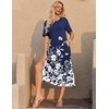 Zeagoo Summer Dresses for Women 2026 Maxi Dresses Vacation Sundress Short Sleeve Casual Sundresses Split Dress with Pockets(A02-navy)