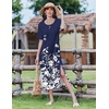 Zeagoo Summer Dresses for Women 2026 Maxi Dresses Vacation Sundress Short Sleeve Casual Sundresses Split Dress with Pockets(A02-navy)