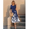 Zeagoo Summer Dresses for Women 2026 Maxi Dresses Vacation Sundress Short Sleeve Casual Sundresses Split Dress with Pockets(A02-navy)