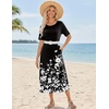 Zeagoo Summer Dresses for Women 2026 Maxi Dresses Vacation Sundress Short Sleeve Casual Sundresses Split Dress with Pockets(Black Floral)