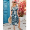 Zeagoo Summer Dresses for Women 2026 Maxi Dresses Vacation Sundress Short Sleeve Casual Sundresses Split Dress with Pockets(Blue Mz924)