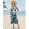 Zeagoo Summer Dresses for Women 2026 Maxi Dresses Vacation Sundress Short Sleeve Casual Sundresses Split Dress with Pockets(Blue Mz924)