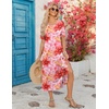 Zeagoo Summer Dresses for Women 2026 Maxi Dresses Vacation Sundress Short Sleeve Casual Sundresses Split Dress with Pockets(Flowers Red Yellow)