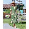 Zeagoo Summer Dresses for Women 2026 Maxi Dresses Vacation Sundress Short Sleeve Casual Sundresses Split Dress with Pockets(Geeen02)