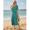 Zeagoo Summer Dresses for Women 2026 Maxi Dresses Vacation Sundress Short Sleeve Casual Sundresses Split Dress with Pockets(Green Black)