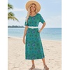 Zeagoo Summer Dresses for Women 2026 Maxi Dresses Vacation Sundress Short Sleeve Casual Sundresses Split Dress with Pockets(Green Black)