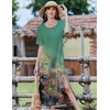 Zeagoo Summer Dresses for Women 2026 Maxi Dresses Vacation Sundress Short Sleeve Casual Sundresses Split Dress with Pockets(Green Cx322)