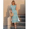 Zeagoo Summer Dresses for Women 2026 Maxi Dresses Vacation Sundress Short Sleeve Casual Sundresses Split Dress with Pockets(Green01)