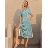 Zeagoo Summer Dresses for Women 2026 Maxi Dresses Vacation Sundress Short Sleeve Casual Sundresses Split Dress with Pockets(Green01)