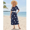 Zeagoo Summer Dresses for Women 2026 Maxi Dresses Vacation Sundress Short Sleeve Casual Sundresses Split Dress with Pockets(Navy Floral)