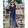 Zeagoo Summer Dresses for Women 2026 Maxi Dresses Vacation Sundress Short Sleeve Casual Sundresses Split Dress with Pockets(Navy Sf119)