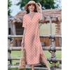 Zeagoo Summer Dresses for Women 2026 Maxi Dresses Vacation Sundress Short Sleeve Casual Sundresses Split Dress with Pockets(Pink Dot)