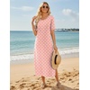 Zeagoo Summer Dresses for Women 2026 Maxi Dresses Vacation Sundress Short Sleeve Casual Sundresses Split Dress with Pockets(Pink Dot)