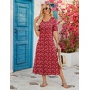 Zeagoo Summer Dresses for Women 2026 Maxi Dresses Vacation Sundress Short Sleeve Casual Sundresses Split Dress with Pockets(Red)