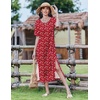 Zeagoo Summer Dresses for Women 2026 Maxi Dresses Vacation Sundress Short Sleeve Casual Sundresses Split Dress with Pockets(Red)