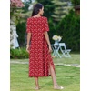 Zeagoo Summer Dresses for Women 2026 Maxi Dresses Vacation Sundress Short Sleeve Casual Sundresses Split Dress with Pockets(Red)