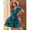 Zeagoo Summer Tiered Mini Dress with Pockets Ruffle Sleeve V-Neck Casual Dress A Line Boho Flowy Sundress 2025 Vacation(Sf114)