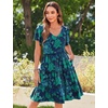 Zeagoo Summer Tiered Mini Dress with Pockets Ruffle Sleeve V-Neck Casual Dress A Line Boho Flowy Sundress 2025 Vacation(Sf114)