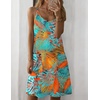 Zeagoo Women Summer Dresses Casual Beach Vacation Dress Spaghetti Strap Sundress Sleeveless Mini Short Dress with Pockets(Blue Orange Printed)