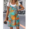 Zeagoo Women Summer Dresses Casual Beach Vacation Dress Spaghetti Strap Sundress Sleeveless Mini Short Dress with Pockets(Blue Orange Printed)