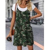 Zeagoo Women Summer Dresses Casual Beach Vacation Dress Spaghetti Strap Sundress Sleeveless Mini Short Dress with Pockets(Green-leaf Printed)