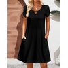 Zeagoo Women’s Casual A-Line Dresses with Pockets Summer Floral Tshirt Dress Short Sleeve Mini Dress Flowy Sundresses(Black)