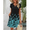 Zeagoo Women’s Casual A-Line Dresses with Pockets Summer Floral Tshirt Dress Short Sleeve Mini Dress Flowy Sundresses(Black Blue-printed)
