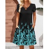 Zeagoo Women’s Casual A-Line Dresses with Pockets Summer Floral Tshirt Dress Short Sleeve Mini Dress Flowy Sundresses(Black Blue-printed)