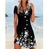 Zeagoo Women’s Casual A-Line Dresses with Pockets Summer Floral Tshirt Dress Short Sleeve Mini Dress Flowy Sundresses(Black Floral)