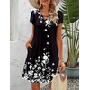 Zeagoo Women’s Casual A-Line Dresses with Pockets Summer Floral Tshirt Dress Short Sleeve Mini Dress Flowy Sundresses(Black Floral)