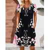 Zeagoo Women’s Casual A-Line Dresses with Pockets Summer Floral Tshirt Dress Short Sleeve Mini Dress Flowy Sundresses(Black Pink Printed)