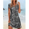 Zeagoo Women’s Casual A-Line Dresses with Pockets Summer Floral Tshirt Dress Short Sleeve Mini Dress Flowy Sundresses(Black White-printed)