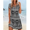 Zeagoo Women’s Casual A-Line Dresses with Pockets Summer Floral Tshirt Dress Short Sleeve Mini Dress Flowy Sundresses(Black-printed)