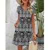 Zeagoo Women’s Casual A-Line Dresses with Pockets Summer Floral Tshirt Dress Short Sleeve Mini Dress Flowy Sundresses(Black-printed)